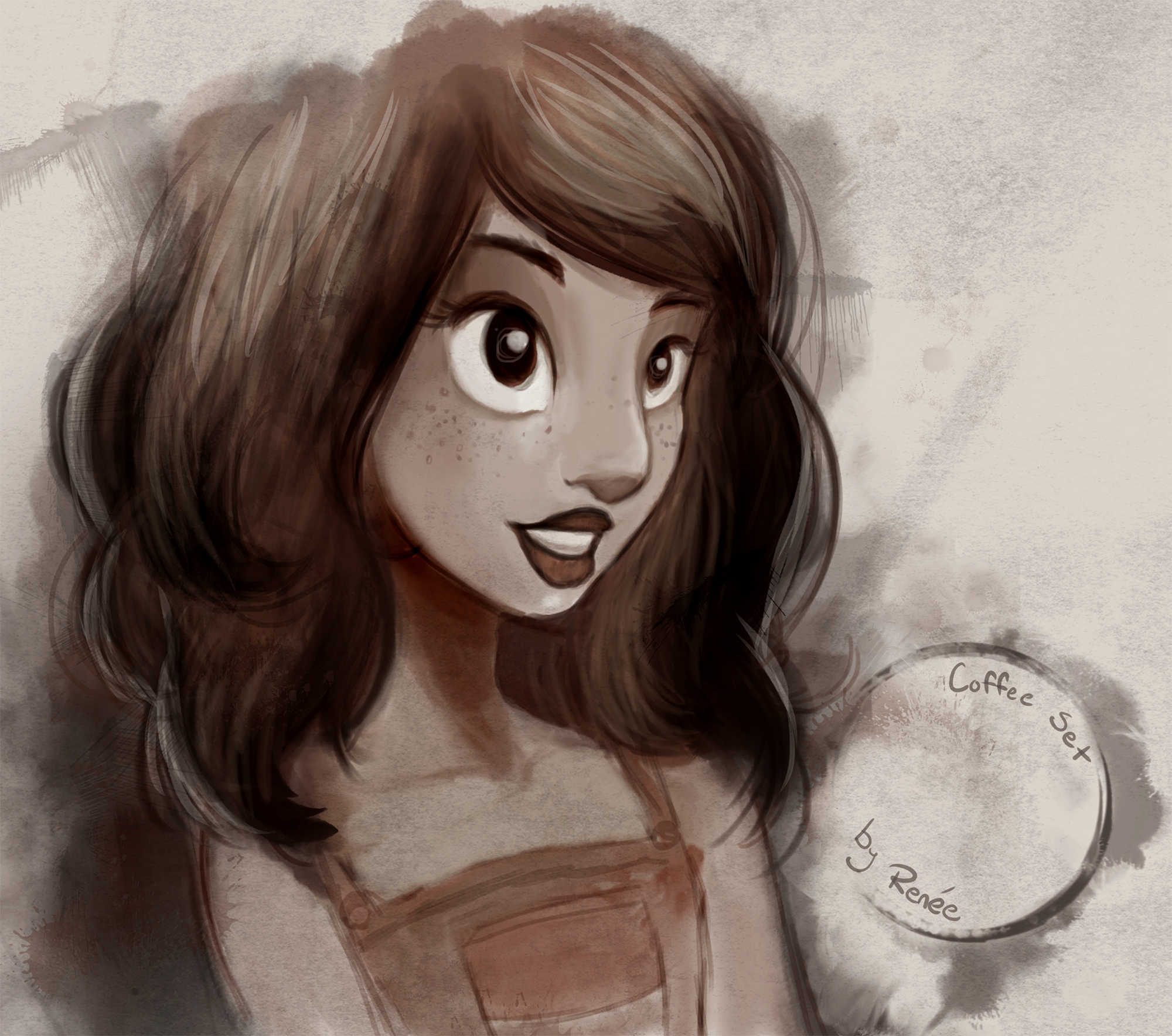 2000x1768 Painting With Coffee A Free Brush Set - Girls Sketch Book