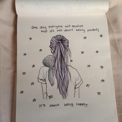 500x500 Art, Drawing, Girl, Hair, Quote, Sketch, Sketchbook - Girls Sketch Book