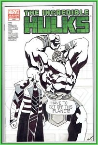 203x300 Original Art On Sketch Cover Gladiator Hulk Vs Loki Pen Amp Ink - Gladiator Sketch