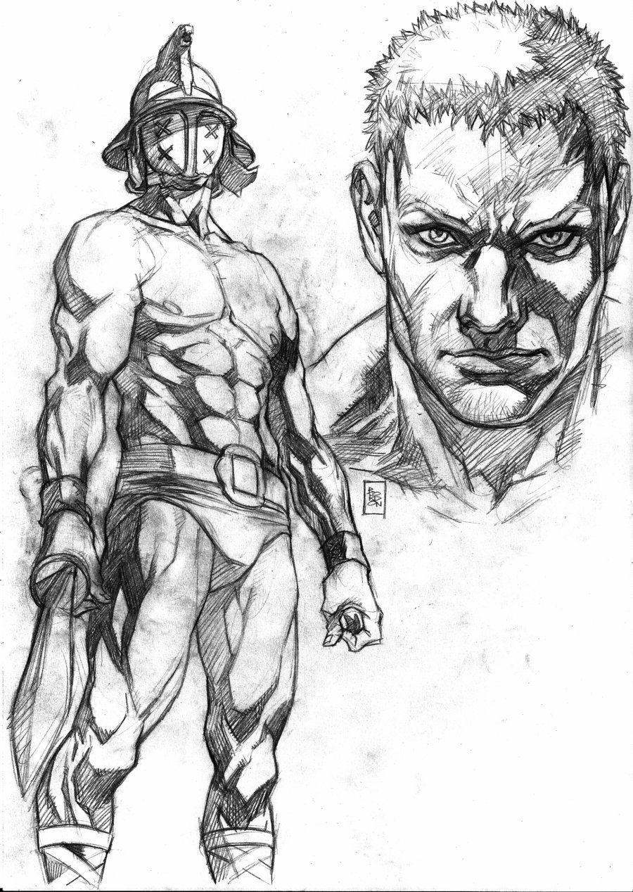 900x1268 Gladiator Rough 2 By Bordon Comics Art - Gladiator Sketch