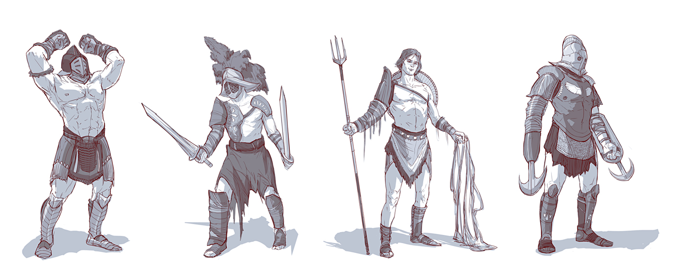 1381x557 Gladiator Sketches By Yefumm - Gladiator Sketch