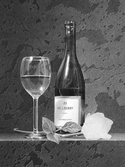 420x560 Drawn Still Life Wine Glass - Glass Bottle Sketch