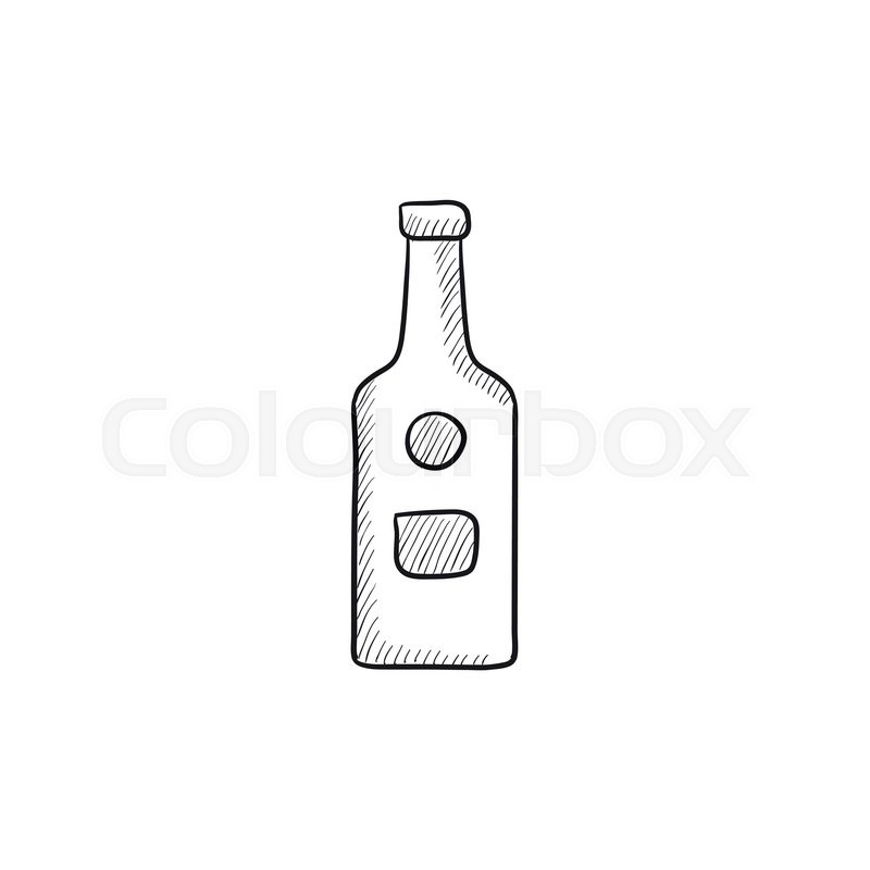 800x800 Glass Bottle Vector Sketch Icon Isolated On Background. Hand Drawn - Glass Bottle Sketch