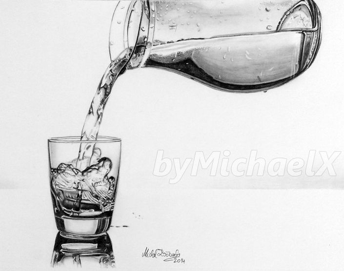 705x556 Drawing Pencil Pouring A Glass Of Water By Bymichaelx On - Glass Of Water Sketch