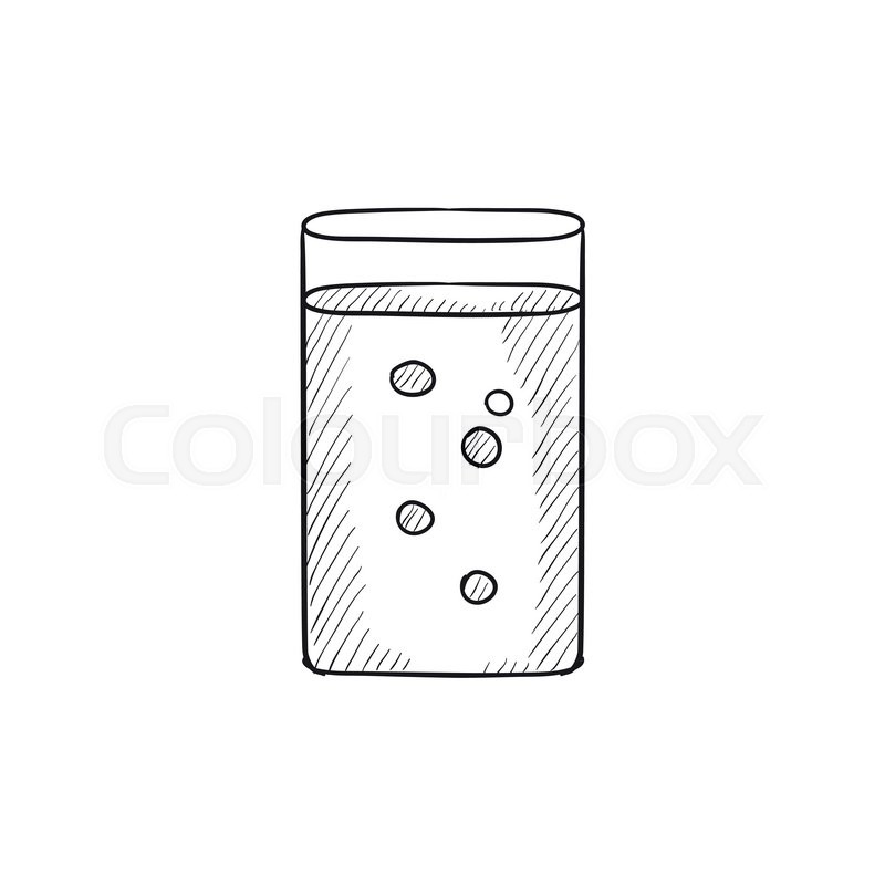 800x800 Glass Of Water Vector Sketch Icon Isolated On Background. Hand - Glass Of Water Sketch