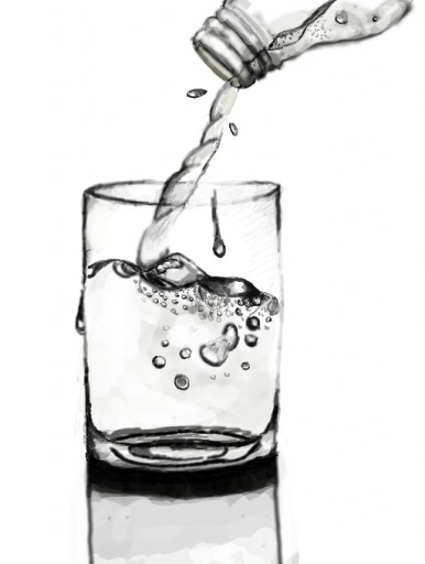 386x512 Pouring Glass Of Water - Glass Of Water Sketch