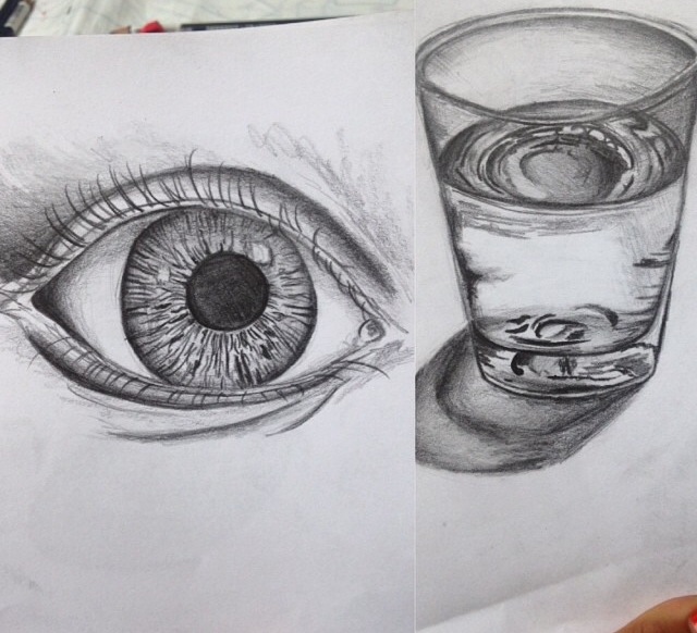 640x582 Sketches Amba Hudson Art - Glass Of Water Sketch