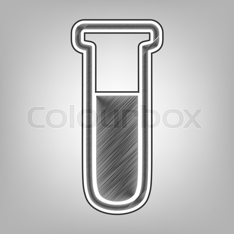 800x800 Medical Tube Icon. Laboratory Glass Sign. Vector. Pencil Sketch - Glass Pencil Sketch