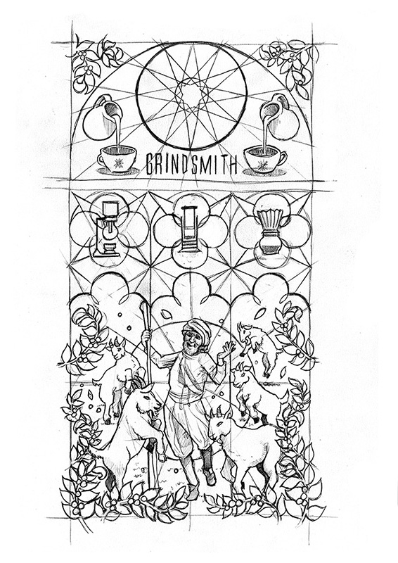 566x800 Grindsmith Stained Glass Window Dave Merrell Artwork - Glass Window Sketch