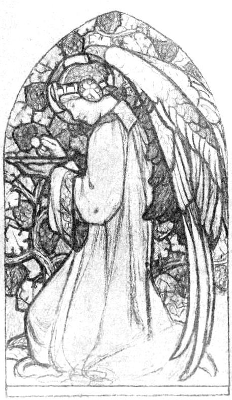 456x785 Sketch Cartoon For Stained Glass Window, St. Mary The Virgin - Glass Window Sketch