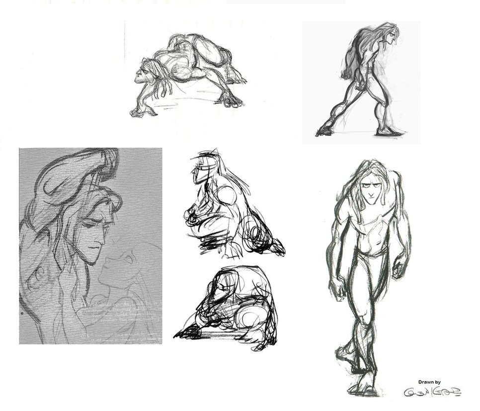 966x827 Tarzan Sketches By Glen Keane By Ellentheapegirl - Glen Keane Sketches