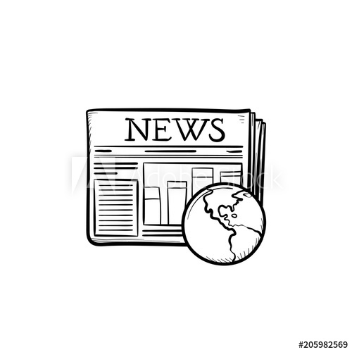 500x500 A Newspaper Hand Drawn Outline Doodle Icon. International - Global Sketch
