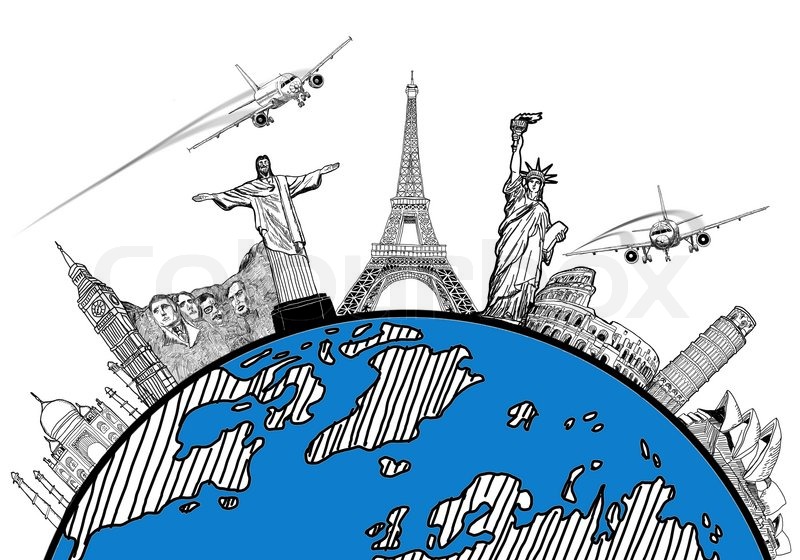 800x560 Airplane Travel In The World ,around The Global With Sketch - Global Sketch