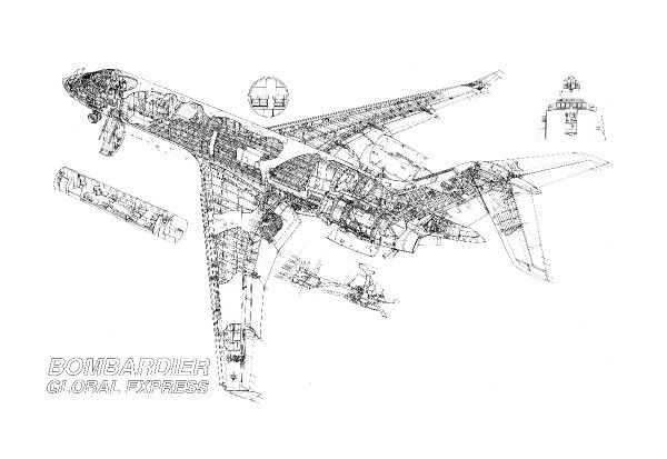 600x413 Bombardier Global Express Cutaway Drawing - Global Sketch