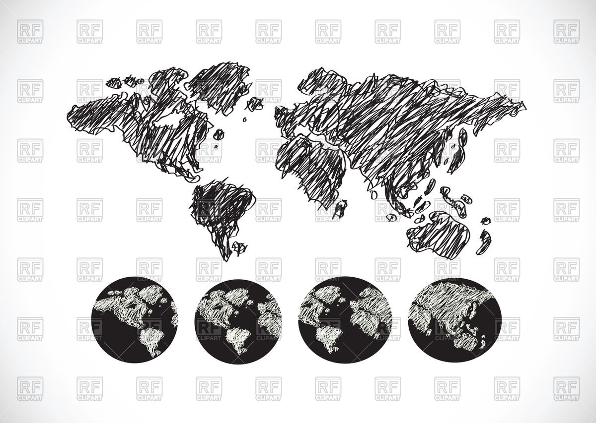 1200x853 Globe And World Map - Globe Sketch