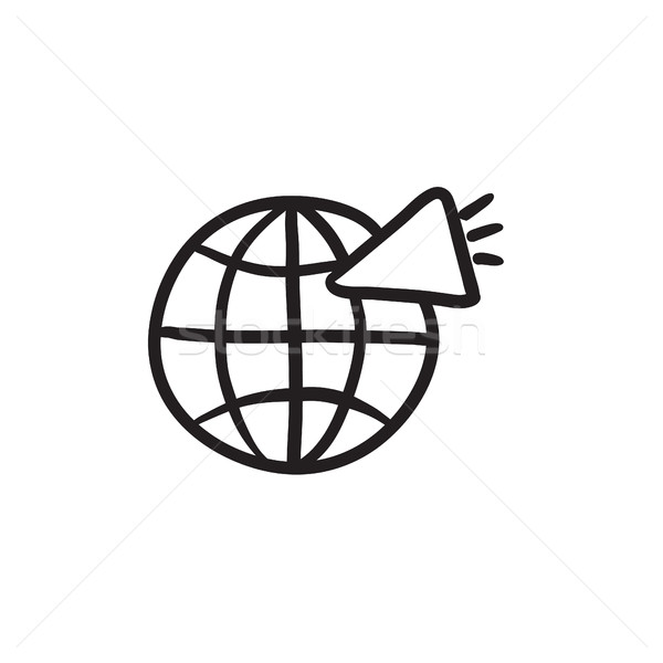 600x600 Globe With Loudspeaker Sketch Icon. Vector Illustration Andrei - Globe Sketch