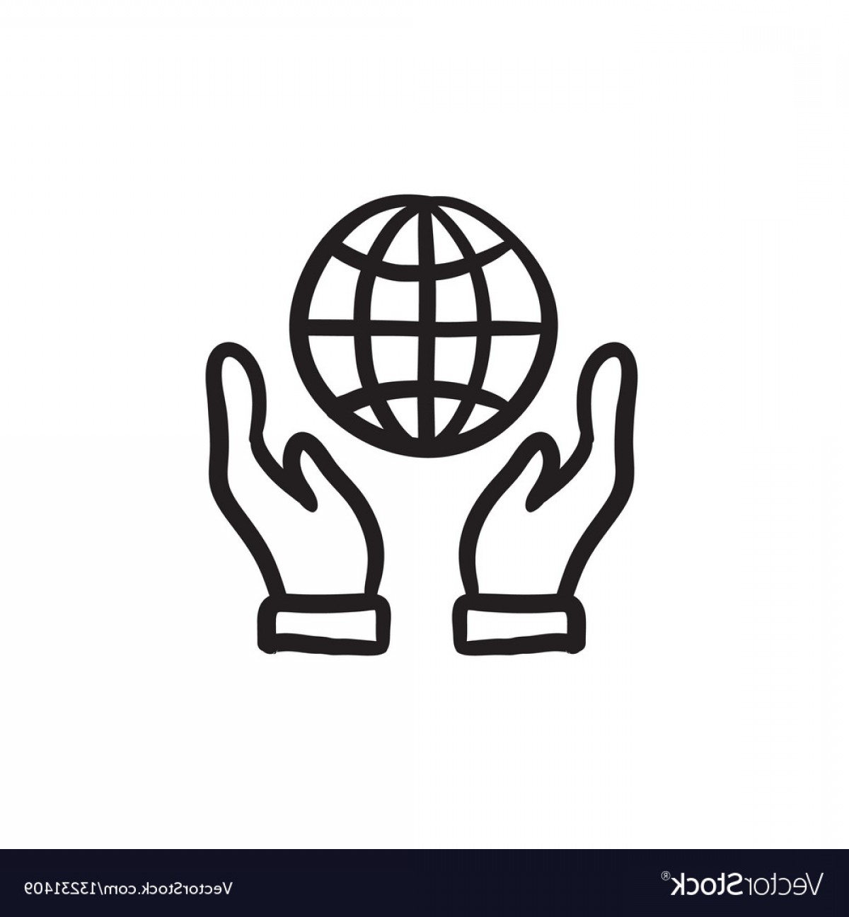 1200x1296 Two Hands Holding Globe Sketch Icon Vector Geekchicpro - Globe Sketch
