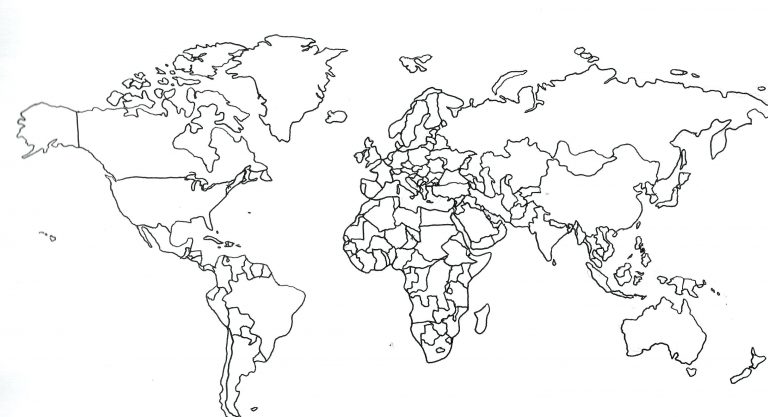768x417 World Map Outline Easy To Draw New World Map Globe Sketch Vector - Globe Sketch