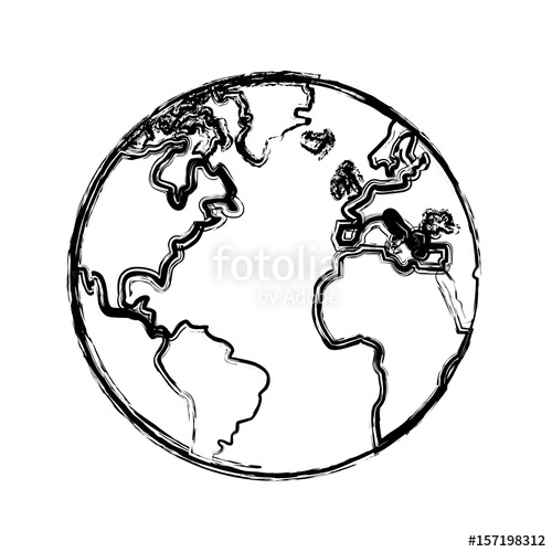 500x500 Sketch Globe World Earth Map Icon Vector Illustration Stock Image - Globe Sketch