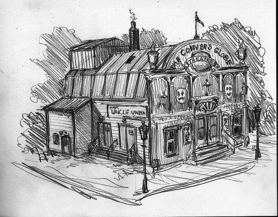 564x441 Sketch Of The Convers Globe Theatre The Coast Line Rr - Globe Theatre Sketch