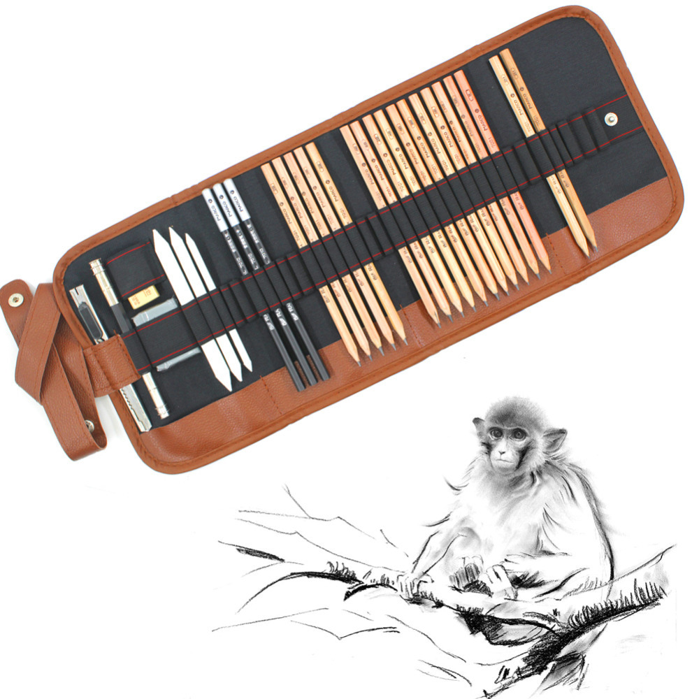 1000x1000 Marco Raffine Colour Pencil For Drawing With Roll Up Pencil Bag - Glockenspiel Sketch