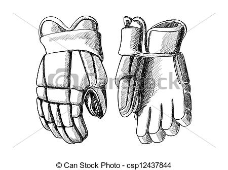 450x335 Hockey Gloves On White Background In Sketch Style. - Gloves Sketch