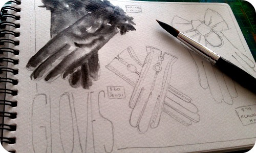 500x299 Gloves Sketch From My Watercolor Book That I Am Adding - Gloves Sketch