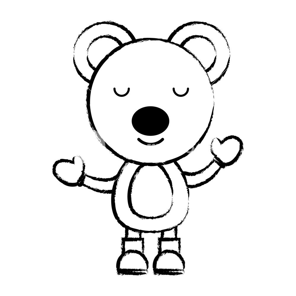 1000x1000 Sketch Of Cute Bear With Gloves And Boots Over White Background - Gloves Sketch