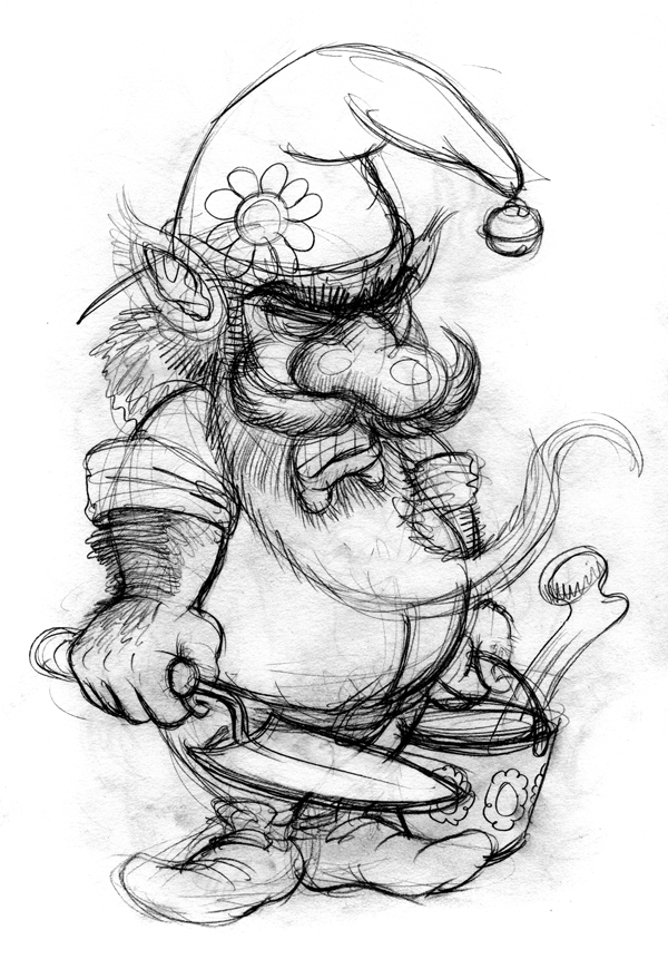 600x870 Hedgesketchblog Grumpy Garden Gnome - Gnome Sketch