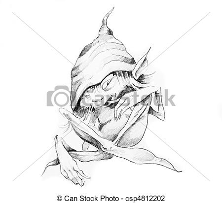 450x412 Sketch Of Tattoo Art, Gnome. Sketch Of Tattoo Art. - Gnome Sketch