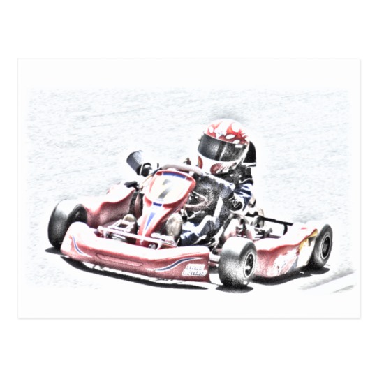 540x540 Kart Racer Shaded Sketch Postcard Zazzle.co.uk - Go Kart Sketch