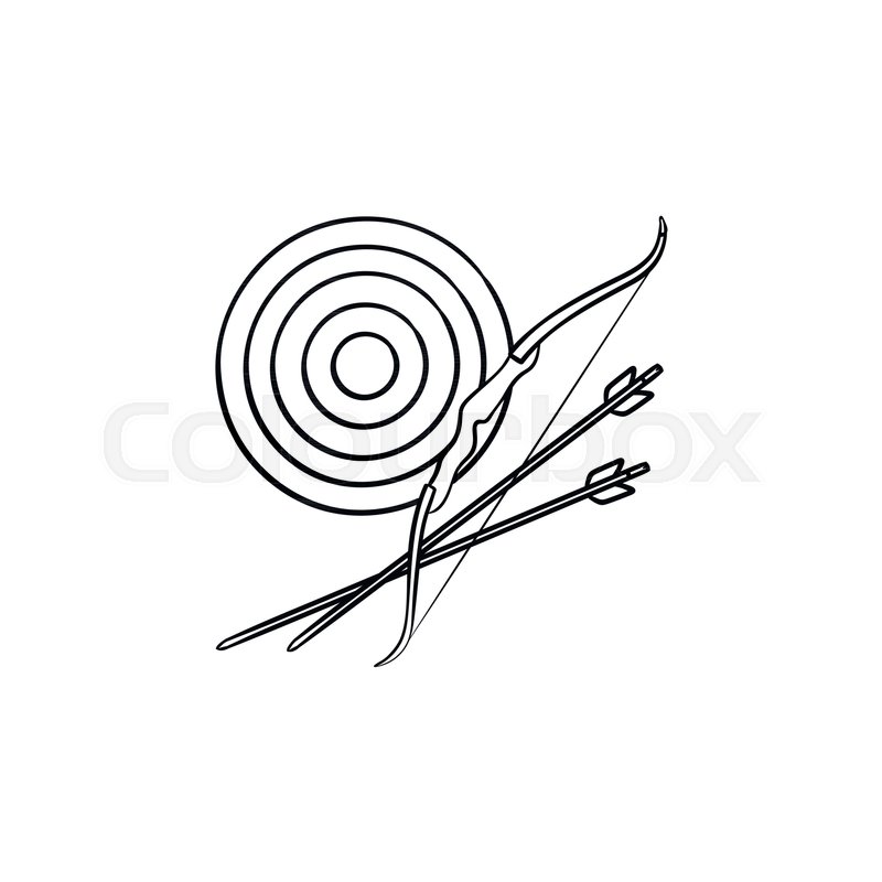 800x800 Target, Bow And Arrows Hand Drawn Outline Doodle Icon. Arrows Goal - Goal Sketch