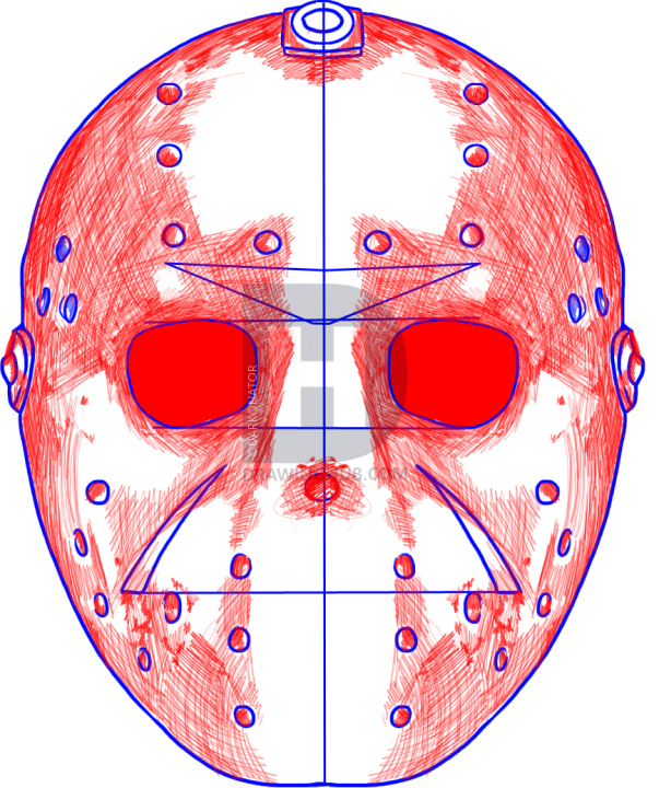 603x720 How To Draw Jasons Mask, Step By Step, Drawing Guide, By - Goalie Mask Sketch