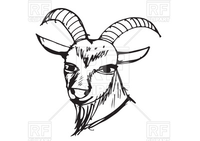 400x283 Goat Cartoon Sketch Illustration Vector Image Vector Artwork Of - Goat Face Sketch