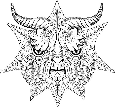 463x434 Black And White Evil Goat Demon Devil Sketch Cartoon - Goat Face Sketch