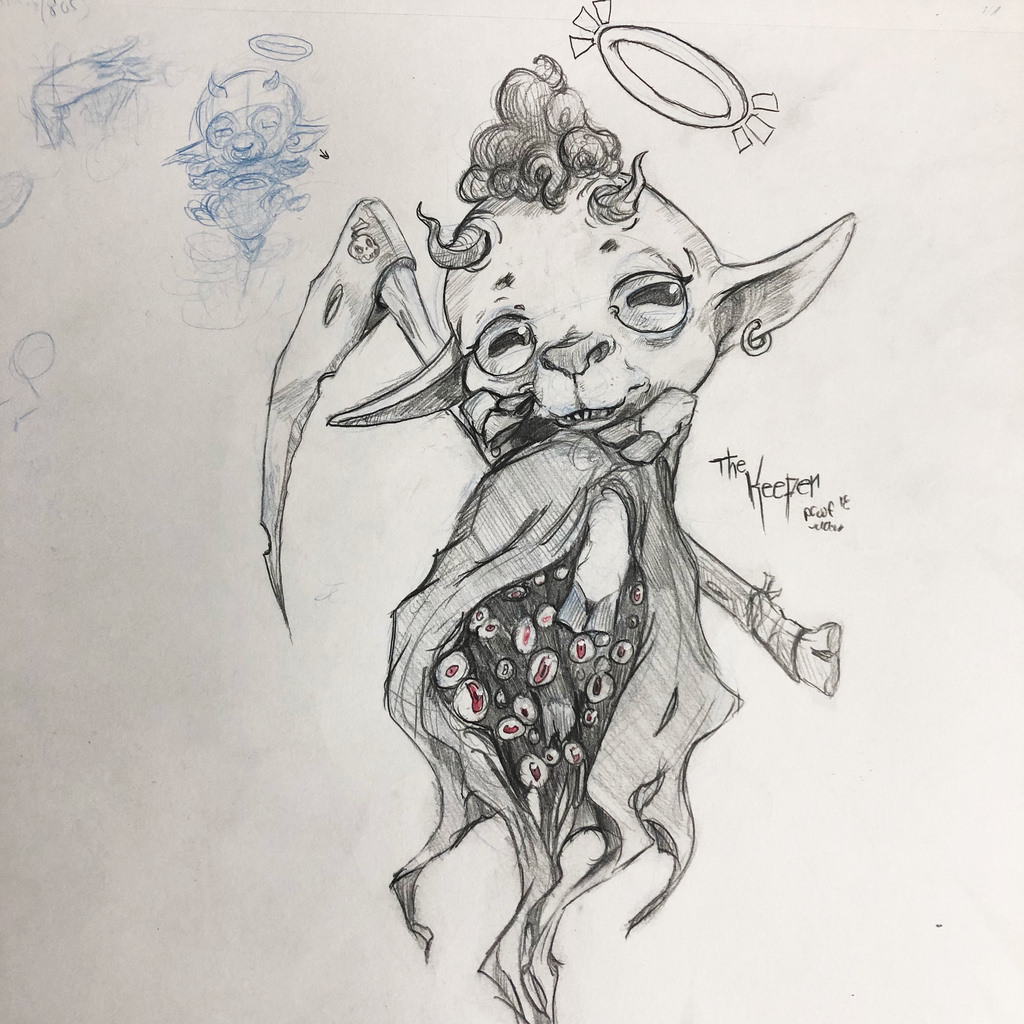 1024x1024 The Keeper - Goat Skull Sketch