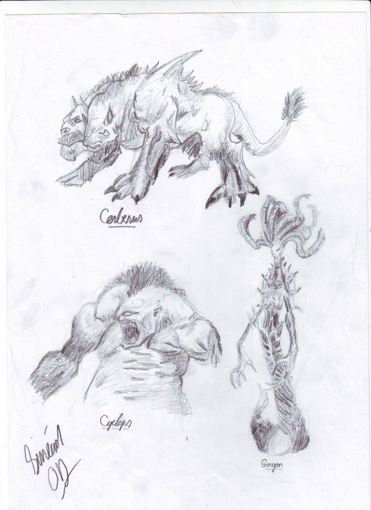 762x1048 God Of War Sketch Monsters By Charlie Big Nose - God Of War Sketch