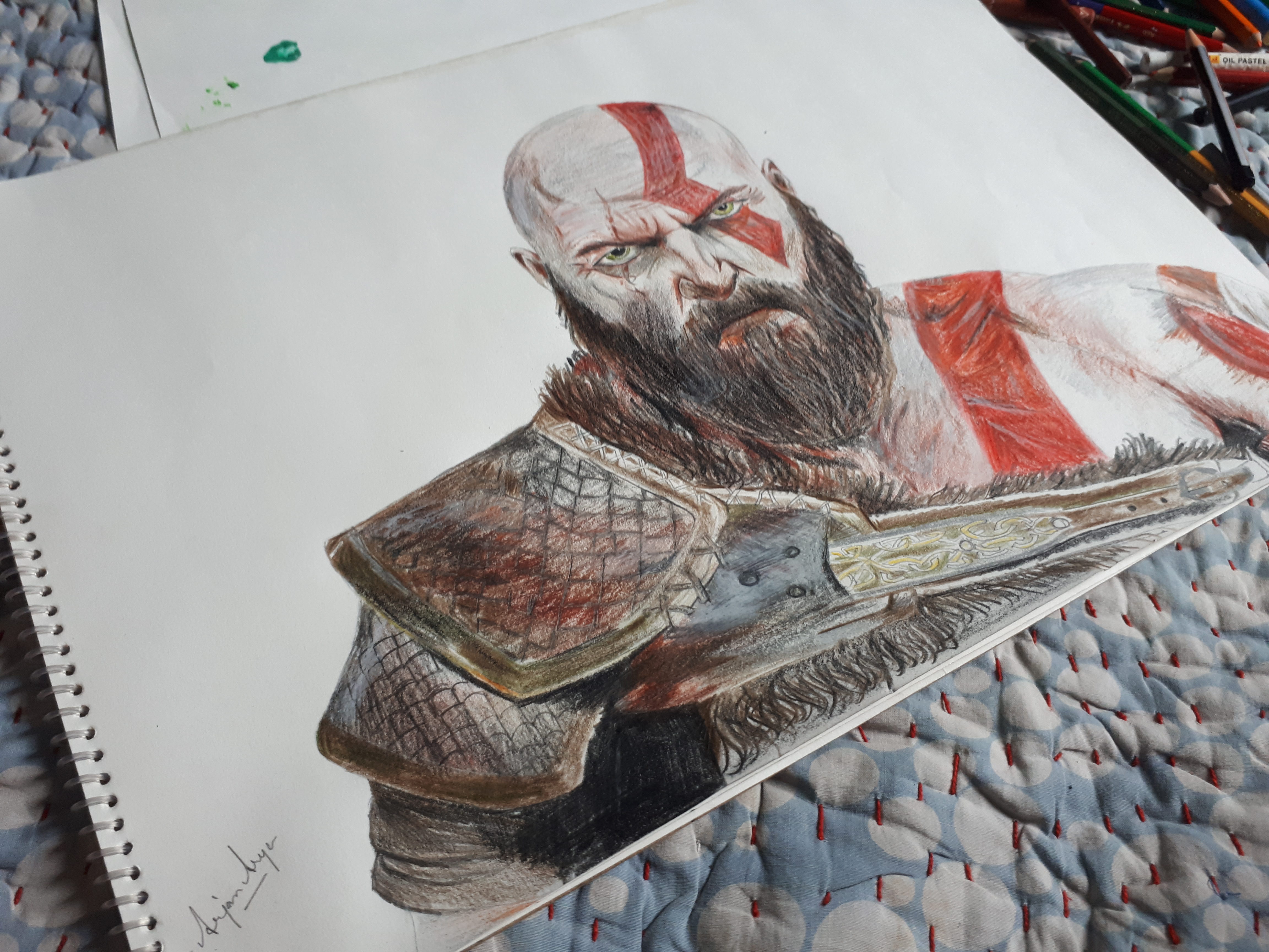 4608x3456 God Of War Sketch... Finally Done.. - God Of War Sketch