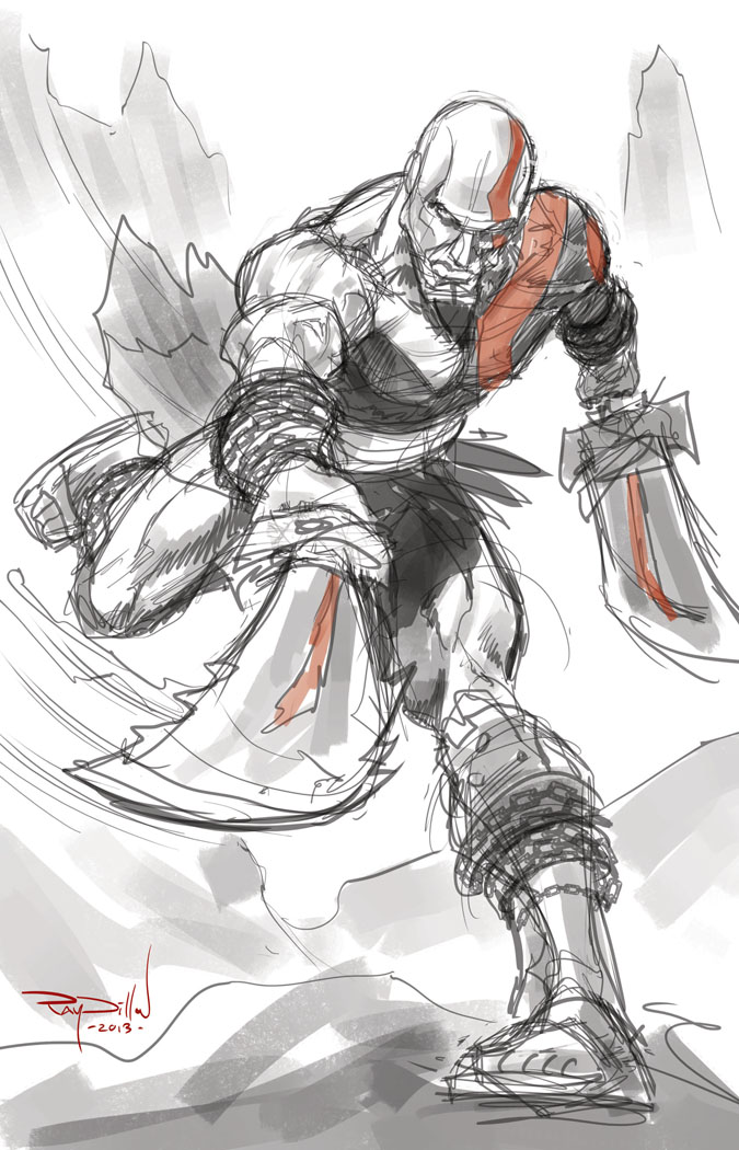 675x1050 Ray Dillon Sketches! Kratos God Of War Comic Book Style Sketch! - God Of War Sketch