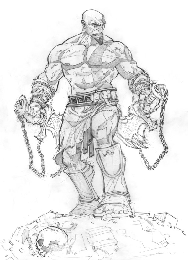 600x828 God Of War Ascension Sketch By Patrickbrown - God Sketch