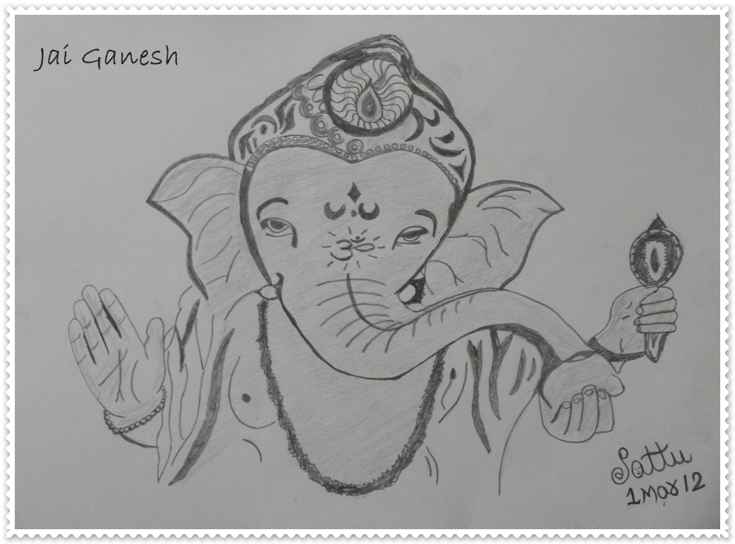 1042x772 Pencil Sketch Of God Ganesha - God Sketch