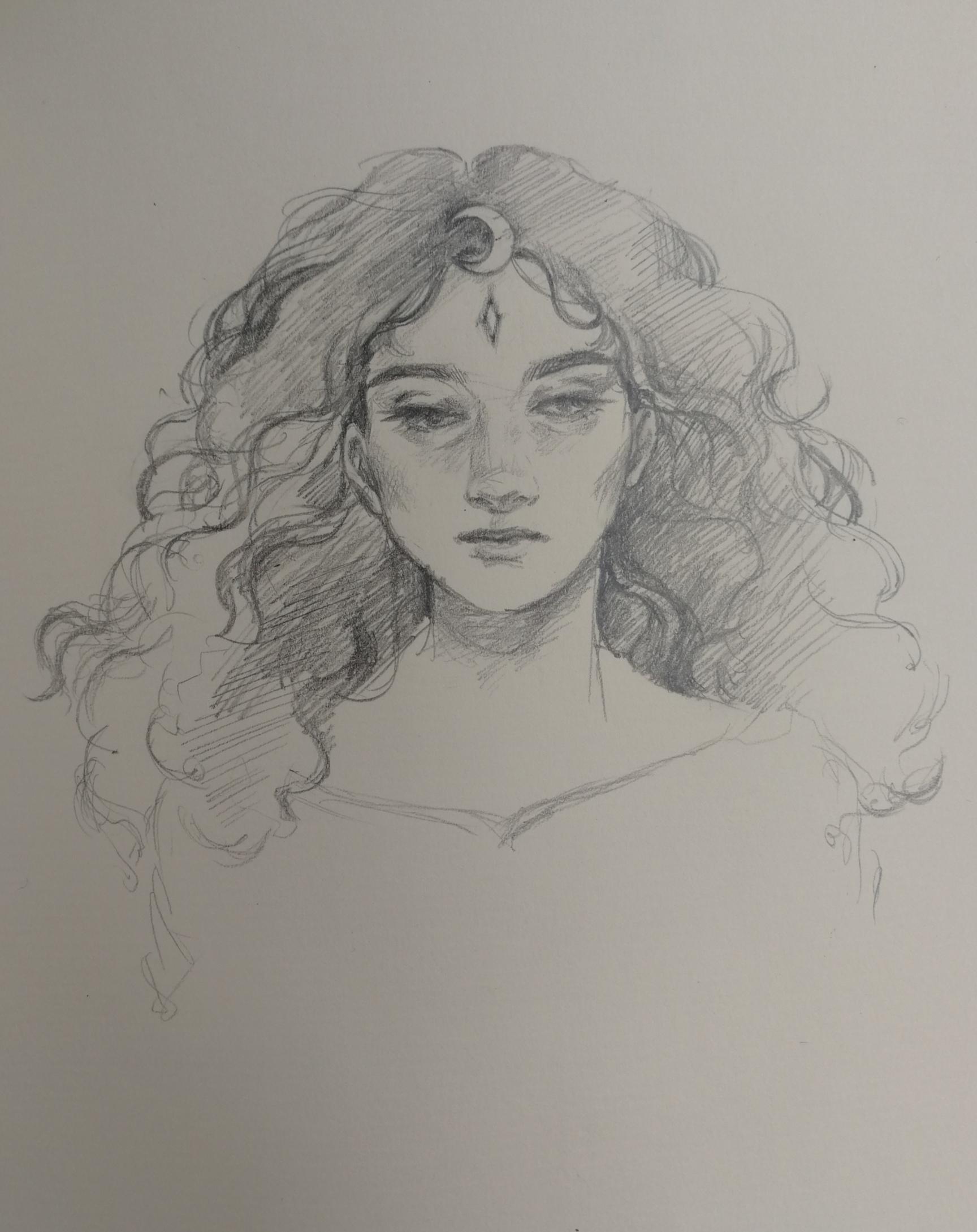 1728x2178 Moon Goddess Sketch, With No Reference Doodles - Goddess Sketch