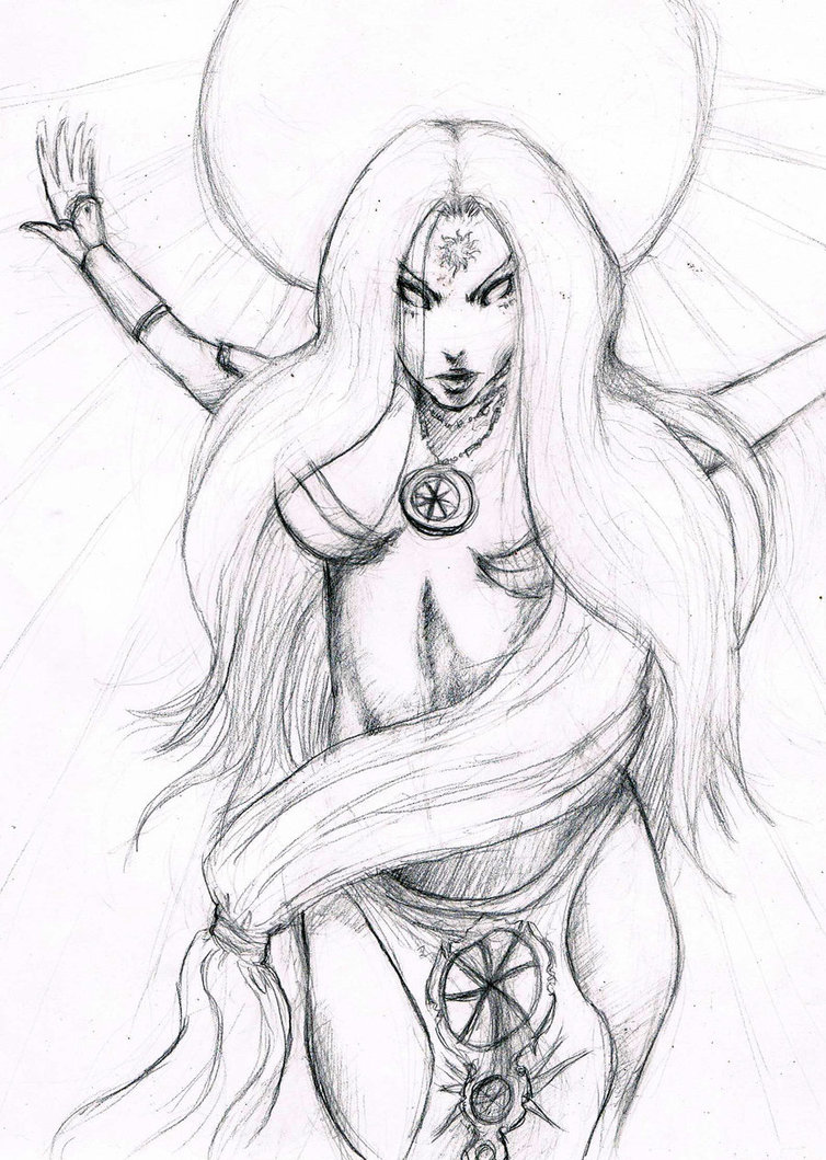 754x1059 Sun Goddess Sketch By Orphancrow - Goddess Sketch