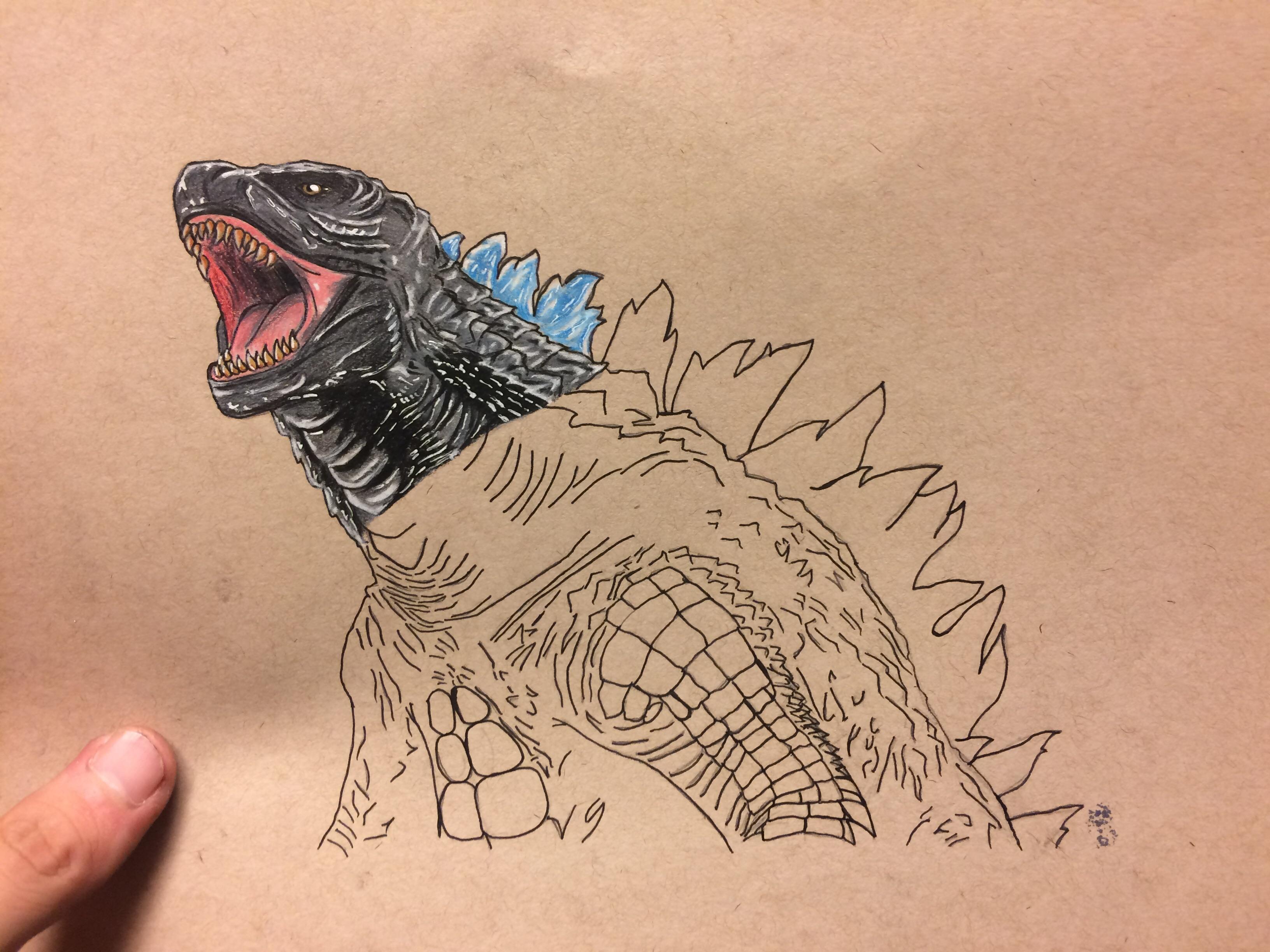 3264x2448 Godzilla 2014 Wip Drawing - Godzilla 2014 Sketch