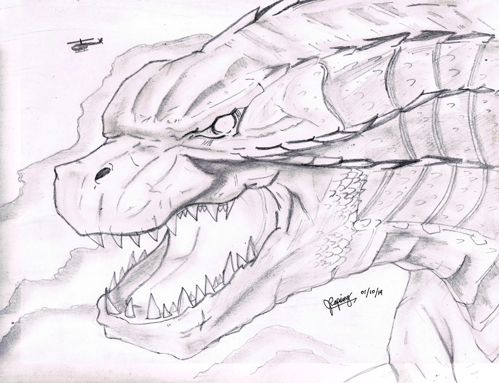 1000x768 Godzilla 2014 Sketch By Avgk04 - Godzilla 2014 Sketch