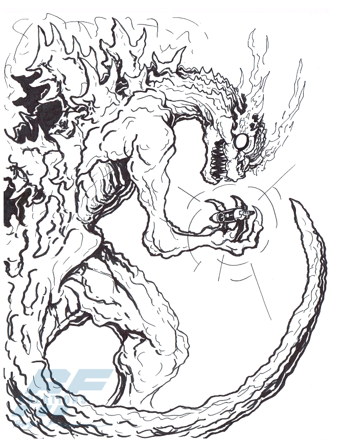 671x864 Ghost Godzilla Sketch On Storenvy - Godzilla Sketch