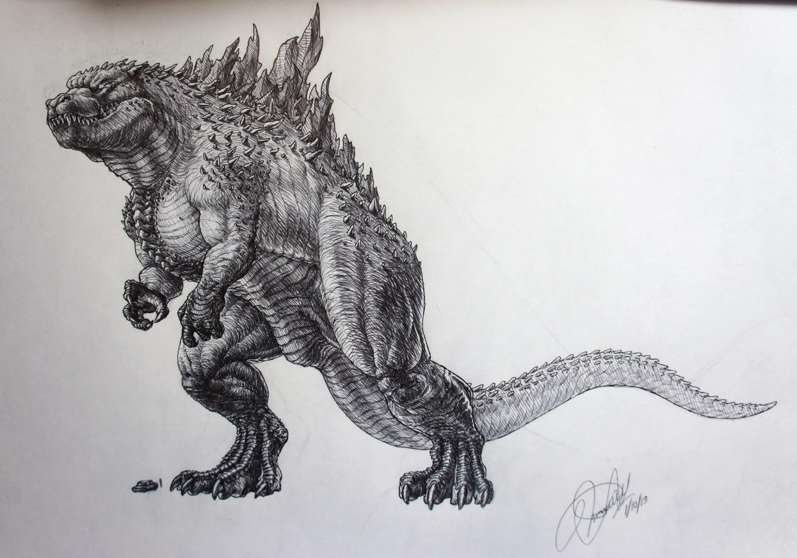 1600x1120 Godzilla Legends Godzilla 2014 Bull Dog Concept Sketch Art - Godzilla Sketch