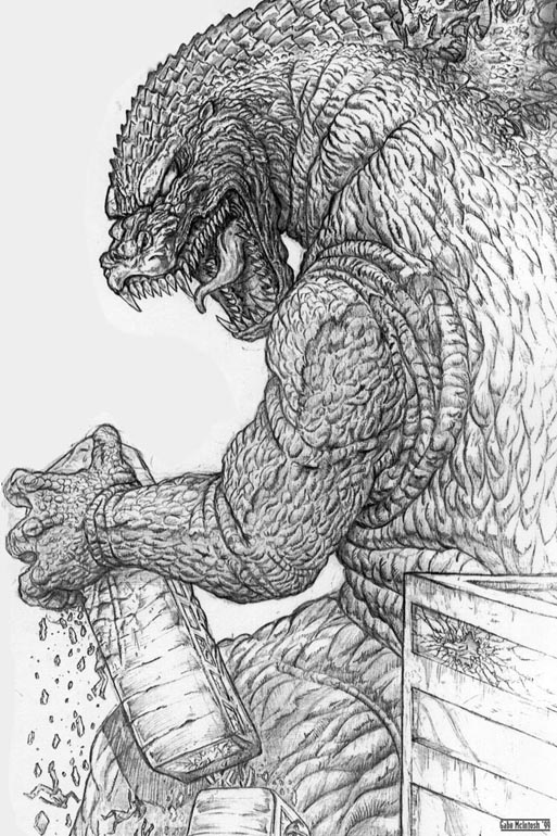 513x770 Godzilla Sketch By Chongo Zilla - Godzilla Sketch
