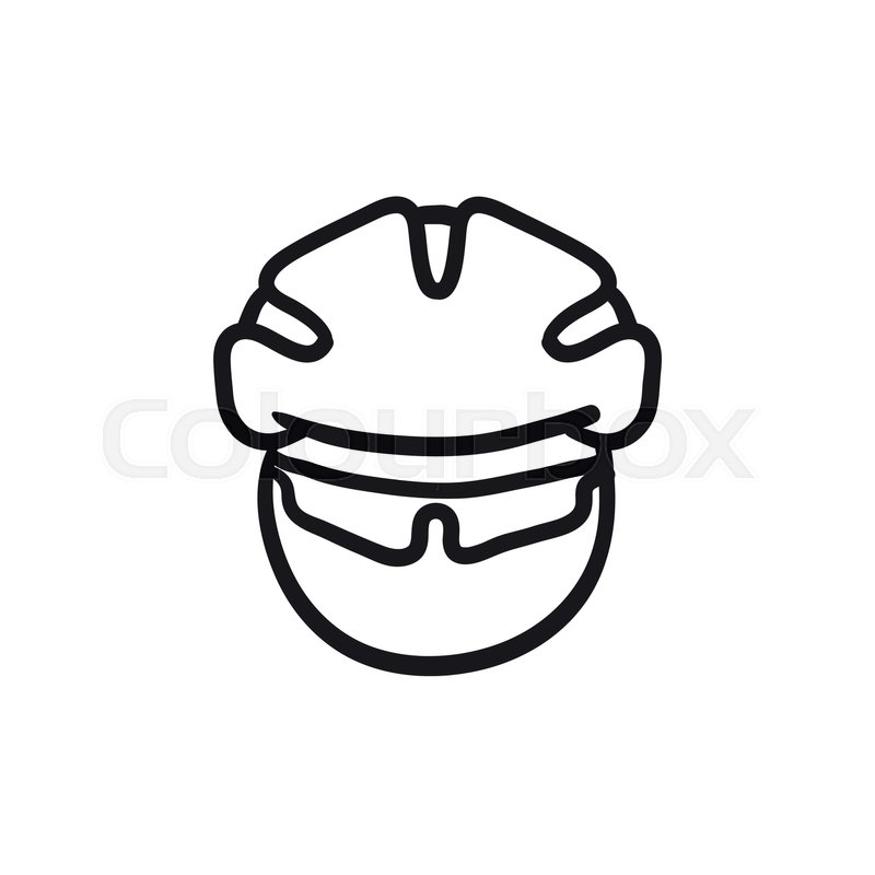 800x800 Man In Bicycle Helmet And Glasses Vector Sketch Icon Isolated On - Goggles Sketch