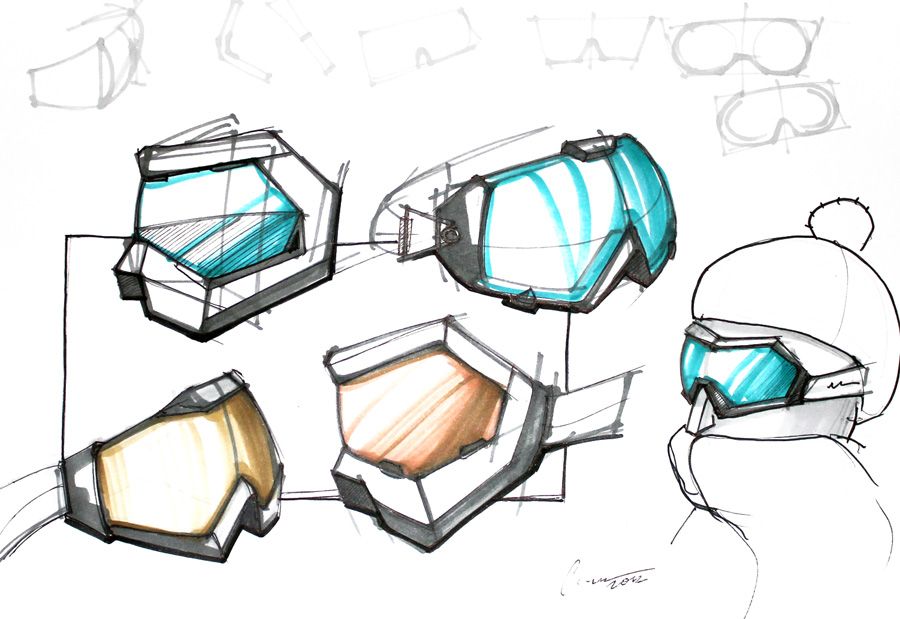 900x619 Product Sketch Snow Goggles Sketch Product Sketch - Goggles Sketch